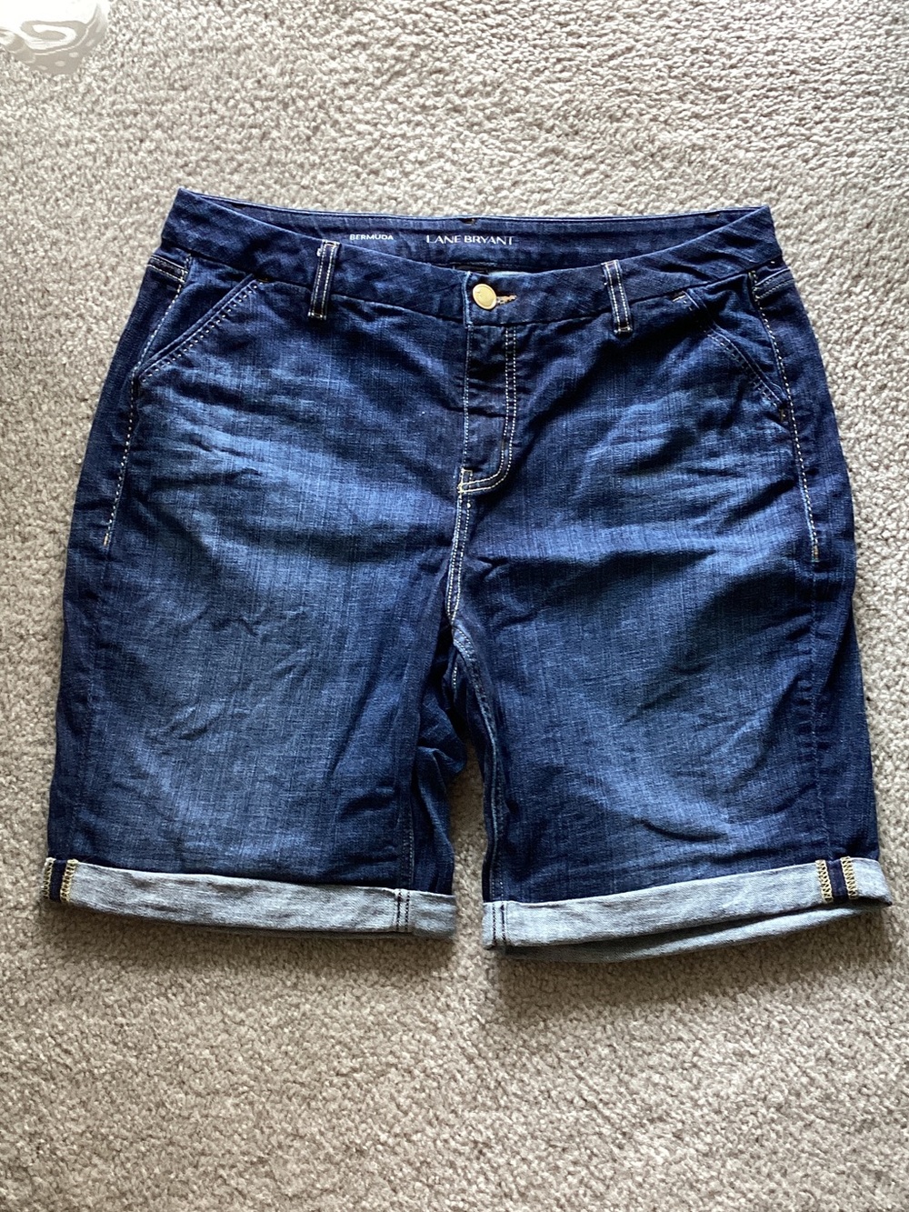 Lane Bryant Indigo Roll-Cuff Denim Bermuda Shorts
